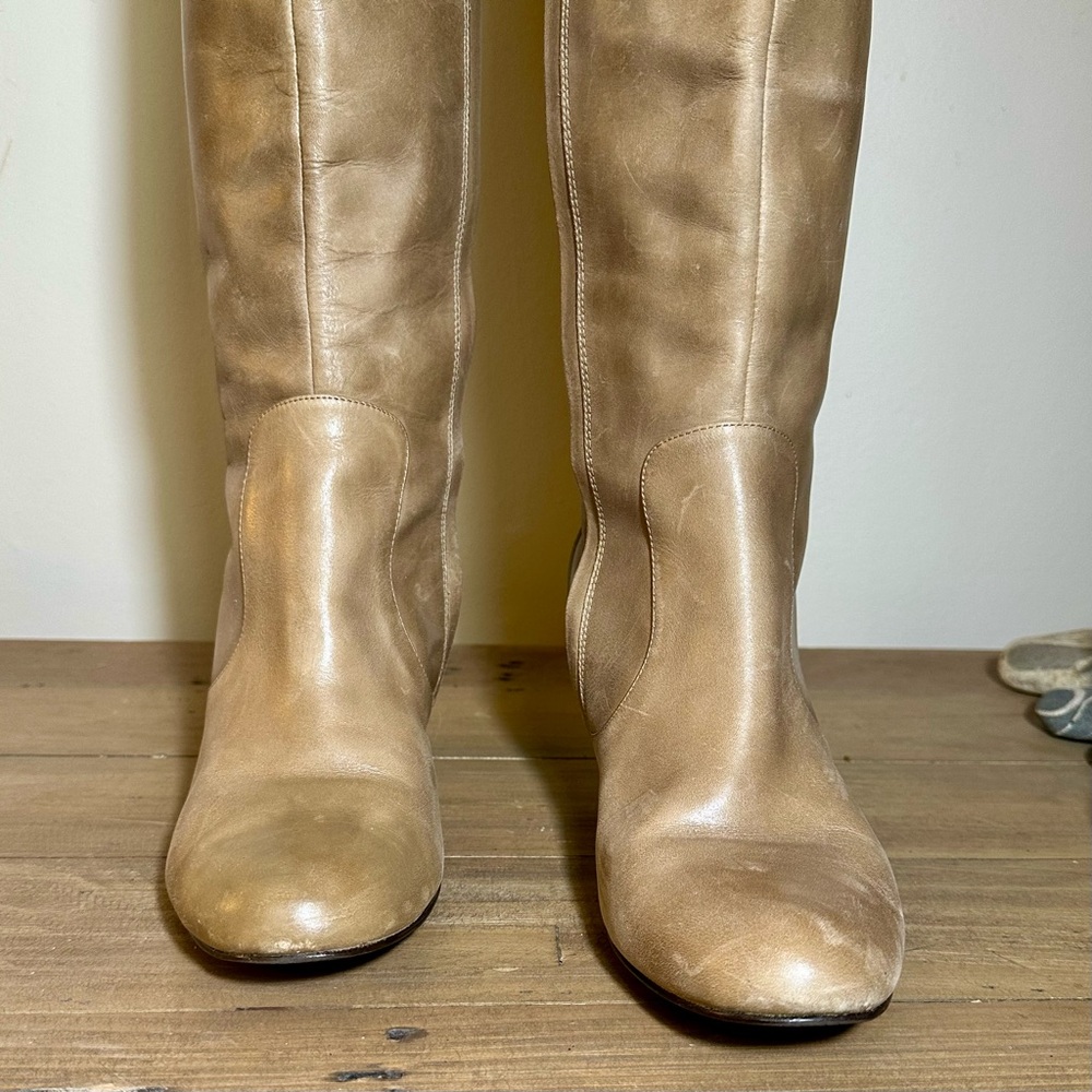 Cole Haan x Nike Air Taupe Leather Heeled Boots - Picture 6 of 7